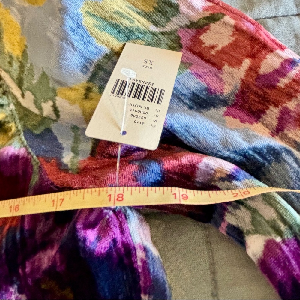 Anthropologie Blue Multi Floral Velvet Tiered Button-Up Tunic NWT - Picture 9 of 10